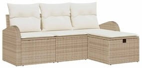vidaXL Kanapé Szett párnával tárolóval 4 pcs Beige és krém polirattan