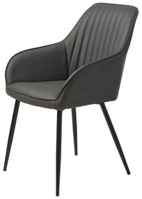 Sötétszürke kárpitozott karfás étkezőfotel szett 2 db-os Nolan Stripe – Unique Furniture