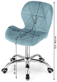 Dolgozószobai szett – összecsukható íróasztal ZARIMO 80×40 cm fehér + irodai szék AVOLA VELVET világoskék