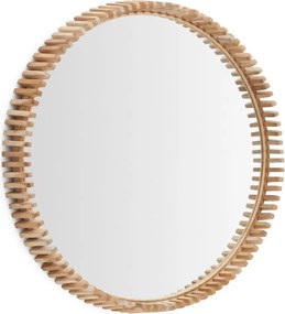 Fali tükör tömörfa kerettel ø 80 cm Polke – Kave Home