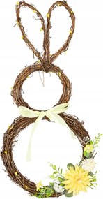 Függő dekoráció Nyuszi fonott nyuszi sárga virágok Húsvét 25x54cm