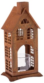 Fém gyertyatartó üveggel Rustik, 15 x 40 x 12 cm