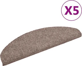 vidaXL 5 db öntapadós lépcsőszőnyeg 65 x 21 x 4 cm világosbarna félkör alakú nagy