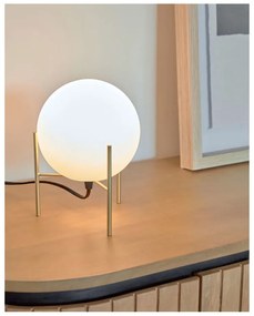 Fehér-aranyszínű asztali lámpa üveg búrával (magasság 22 cm) Seina – Kave Home