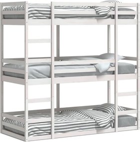 vidaXL fehér tömör fenyőfa háromszintes ágy 75 x 190 cm
