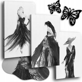 Vászonkép 150x70 cm Nappali Képek Triptichon Nők Ruhákban 3x