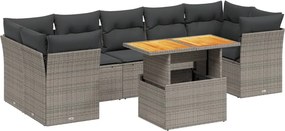 vidaXL 8 részes szürke polyrattan kerti ülőgarnitúra párnákkal