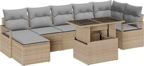 vidaXL Kerti Kanapé Szett párnával 8 pcs bézs és világosszürke