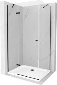 Mexen Roma Duo, zuhanykabin 70 (ajtó) x 80 (ajtó) cm, 6mm átlátszó üveg, fekete profil + SLIM zuhanytálca 5cm fehér + fekete szifon, 854-070-080-70-0…