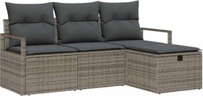 vidaXL Kerti Kanapé Szett párnával tárolóval 4 pcs Szürke Poli rattan
