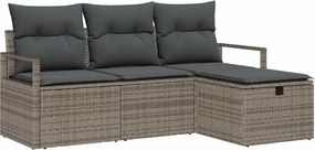 vidaXL Kerti Kanapé Szett párnával tárolóval 4 pcs Szürke Poli rattan