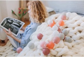 Narancssárga-rózsaszín LED fényfüzér, 15 gömbbel - Luuka