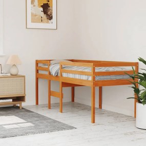 viaszbarna tömör fenyőfa magasított ágy 90 x 200 cm