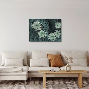 Kép - Zöld virágok (üvegen) (70x50 cm)