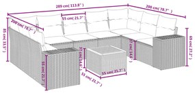 10 részes bézs polyrattan kerti ülőgarnitúra párnával