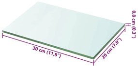 Átlátszó üvegpolc panel 20x30 cm