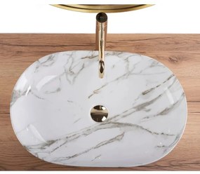 REA-U9656 - Pult fölé helyezhető CLEO mosdó 41x60,5 cm, kerámia/márvány dekor