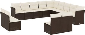 vidaXL 13 részes barna polyrattan kerti ülőgarnitúra párnákkal