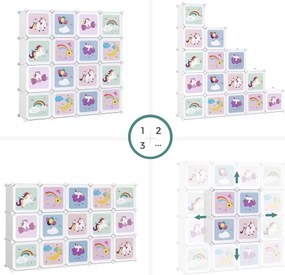 Gyerek moduláris szekrény színes ANET tárolódobozokkal