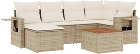 vidaXL 7 részes bézs polyrattan kerti ülőgarnitúra párnákkal