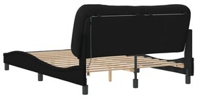 fekete szövet ágykeret LED-es matrac nélkül 140x200 cm