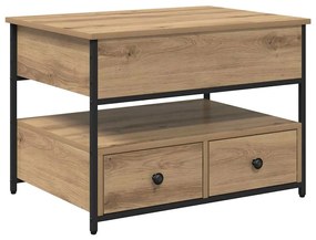 Dohányzóasztal fiókkal kézműves tölgy 70x50x50cm Faanyag