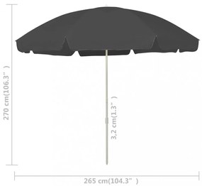 antracitszürke strandnapernyő 300 cm