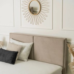 Bézs Bársony Ágyneműtartós Franciaágy. 140x200 DUO