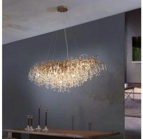 Paul Neuhaus 2031-11 - Csillár zsinóron ICICLE 15xG9/40W/230V 75x150 cm réz