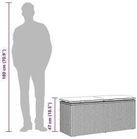 szürke polyrattan kerti pad párnával 116 x 46 x 57 cm
