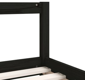 fekete tömör fenyőfa gyerekágy keret fiókkal 90x190 cm