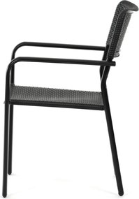 Kerti szék, fém, műanyag, fekete, AZC-H1021 BK