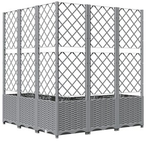 világosszürke PP rácsos kerti ültetőláda 120 x 120 x 136 cm