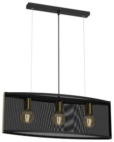 Csillár zsinóron KAGA 3xE27/60W/230V fekete/arany