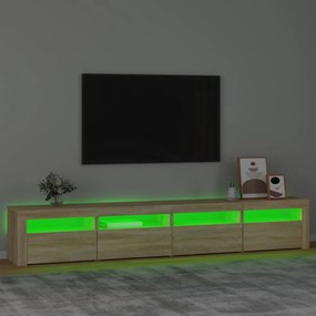 sonoma tölgy színű TV-szekrény LED-lámpákkal 240x35x40 cm