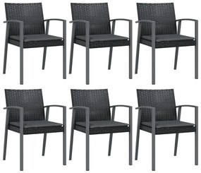 7 részes polyrattan és acél kerti étkezőgarnitúra párnával