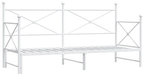 Daybed with Trundle without Mattress White 90x190 cm acél