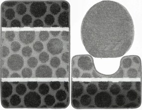 Siena 3 Részes Szürke Fürdőszobaszőnyeg Szett Wc-párnával