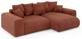 Téglavörös kordbársony kinyitható tárolóhelyes sarokkanapé (variálható sarok) Luma – Ropez