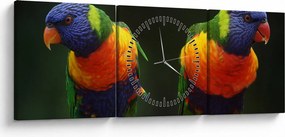 Papagájok képe (órával) (90x30 cm)