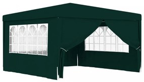 zöld rendezvénysátor oldalfalakkal 4 x 4 m 90 g/m²