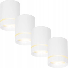 Falra szerelhető Led halogén spot lámpatest Tuba GU10 mennyezeti Fehér kerek x4