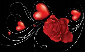 Flizelin fotótapéta Vörös rózsa szív szerelem minták 250x175 +ragasztó