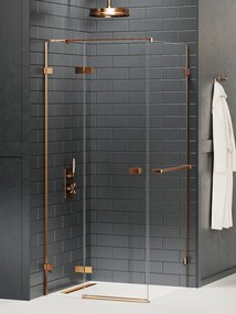 New Trendy Avexa Copper Brushed zuhanykabin 110x90 cm négyszögletes réz csiszolt/átlátszó üveg EXK-3615