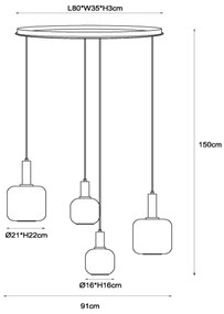 Lucide 45405/04/30 - Csillár zsinóron ELOISE 4xE27/40W/230V fekete