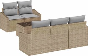 vidaXL Kanapé Szett párnával 6 pcs Beige és Világosszürke polirattan