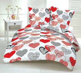 HEARTS RED pamut ágynemű DeLuxe Ágynemű mérete: 140x200 cm, A csomag tartalma: Készletcsomagolás
