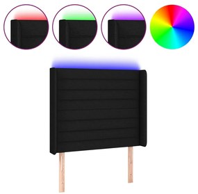 fekete szövet LED-es fejtámla 103x16x118/128 cm