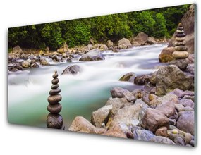 Akrilüveg fotó Forest Stream River-hegység 120x60 cm