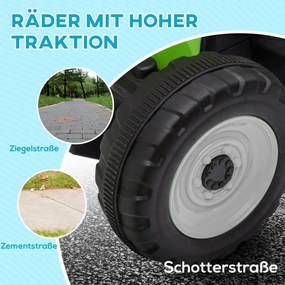 HOMCOM Elektromos gyerekautó, gyerek traktor, szülői távirányítóval, max. 6 km/h sebesség; zöld-fekete